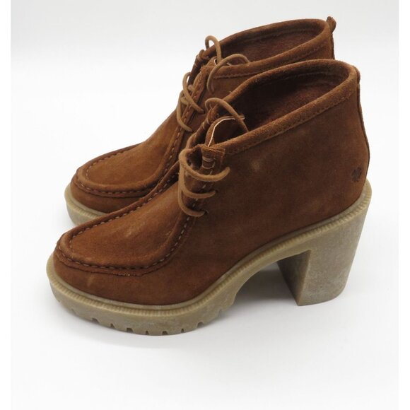 Lucky Brand Women's 5.5 Brown Leather Lace-Up Heeled Ankle Boots NEW - Picture 7 of 8